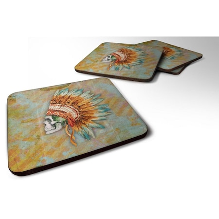 Day Of The Dead Indian Skull Foam Coaster, Set Of 4